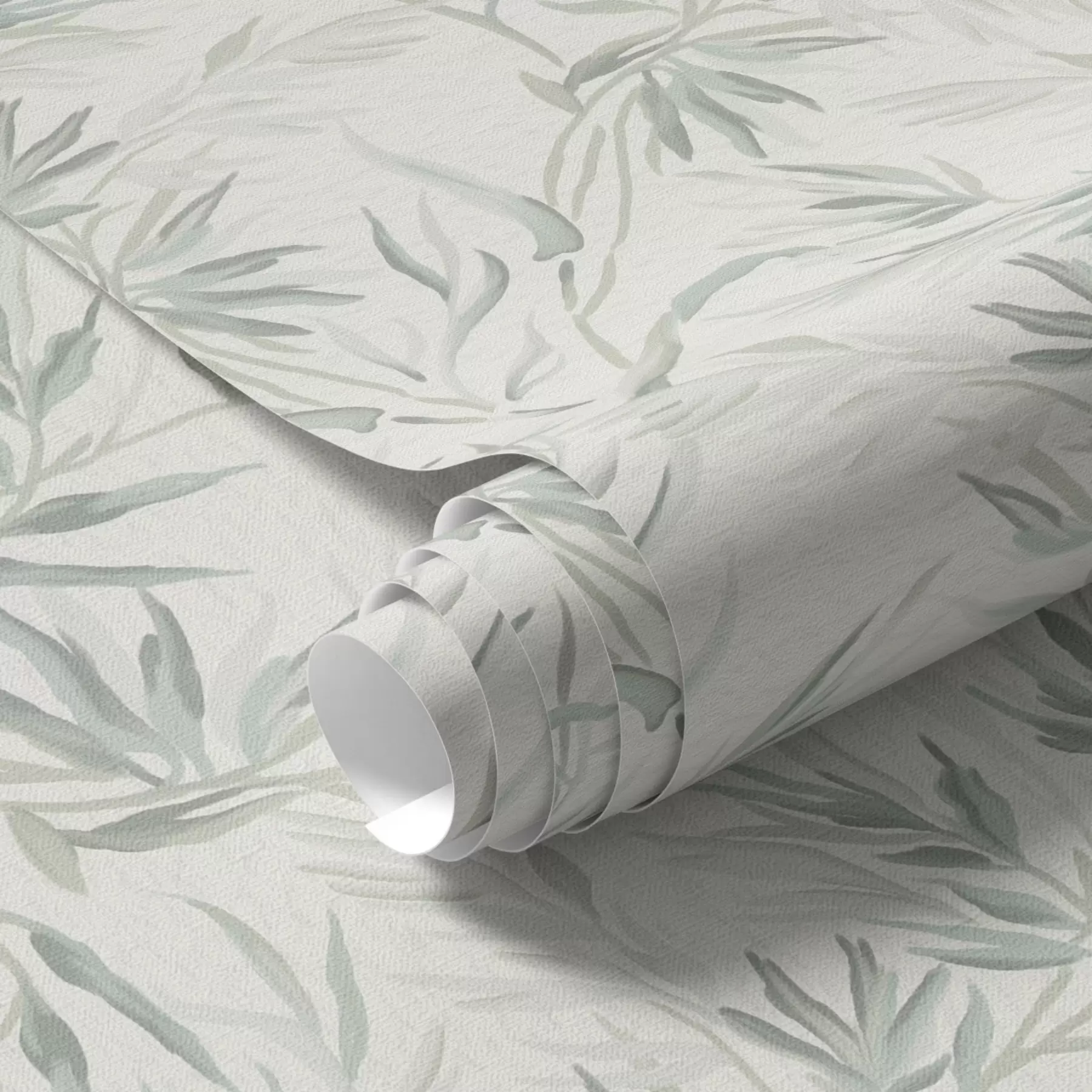fototapeter Akvarelblade i kolde nuancer, minimalistisk design a00225