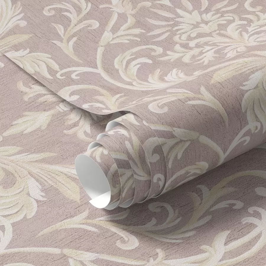 fototapeter Klassisk damask på pink baggrund, barokt mønster a00227