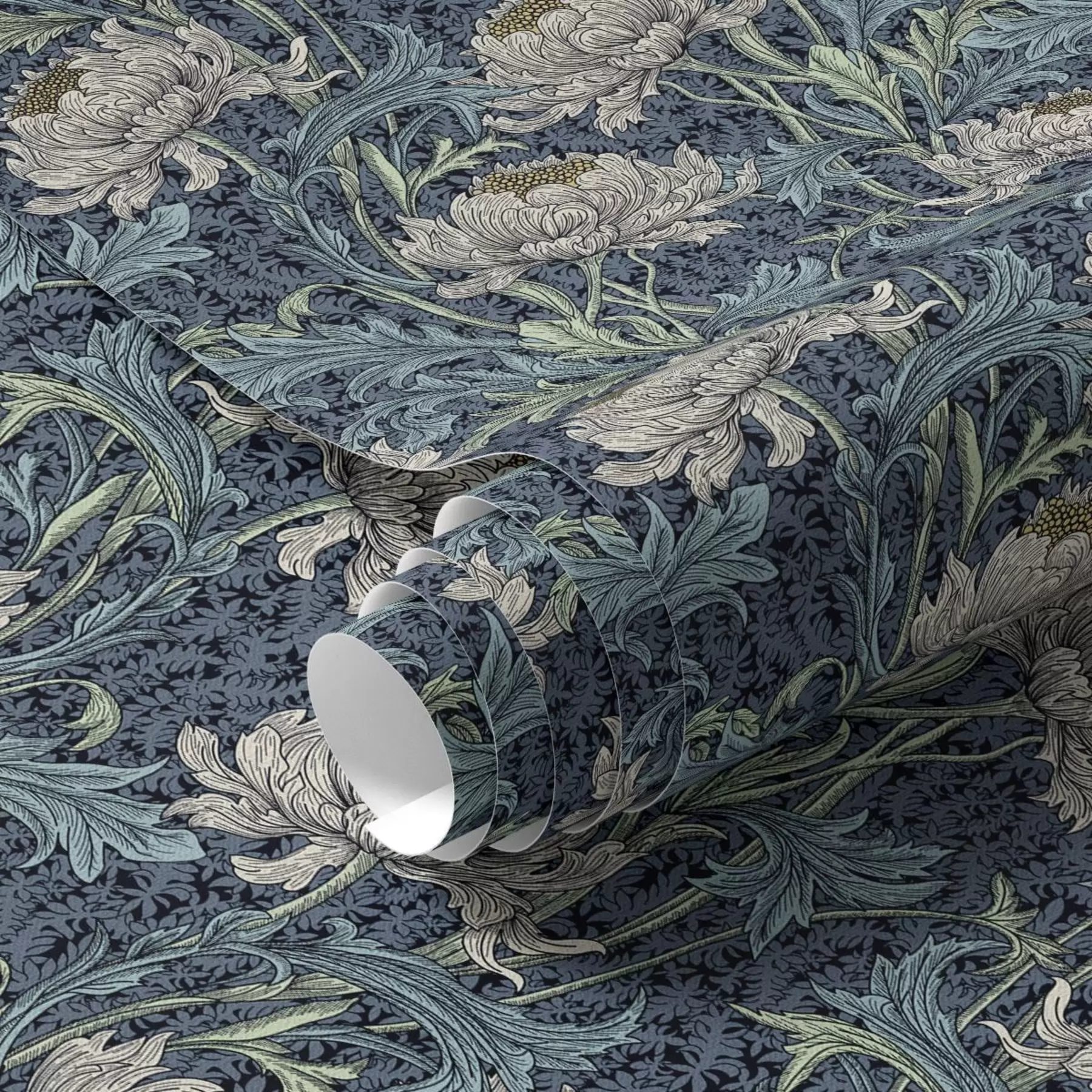 fototapeter Vintage pæoner på en mørk baggrund, gotisk blomsterstil a00233