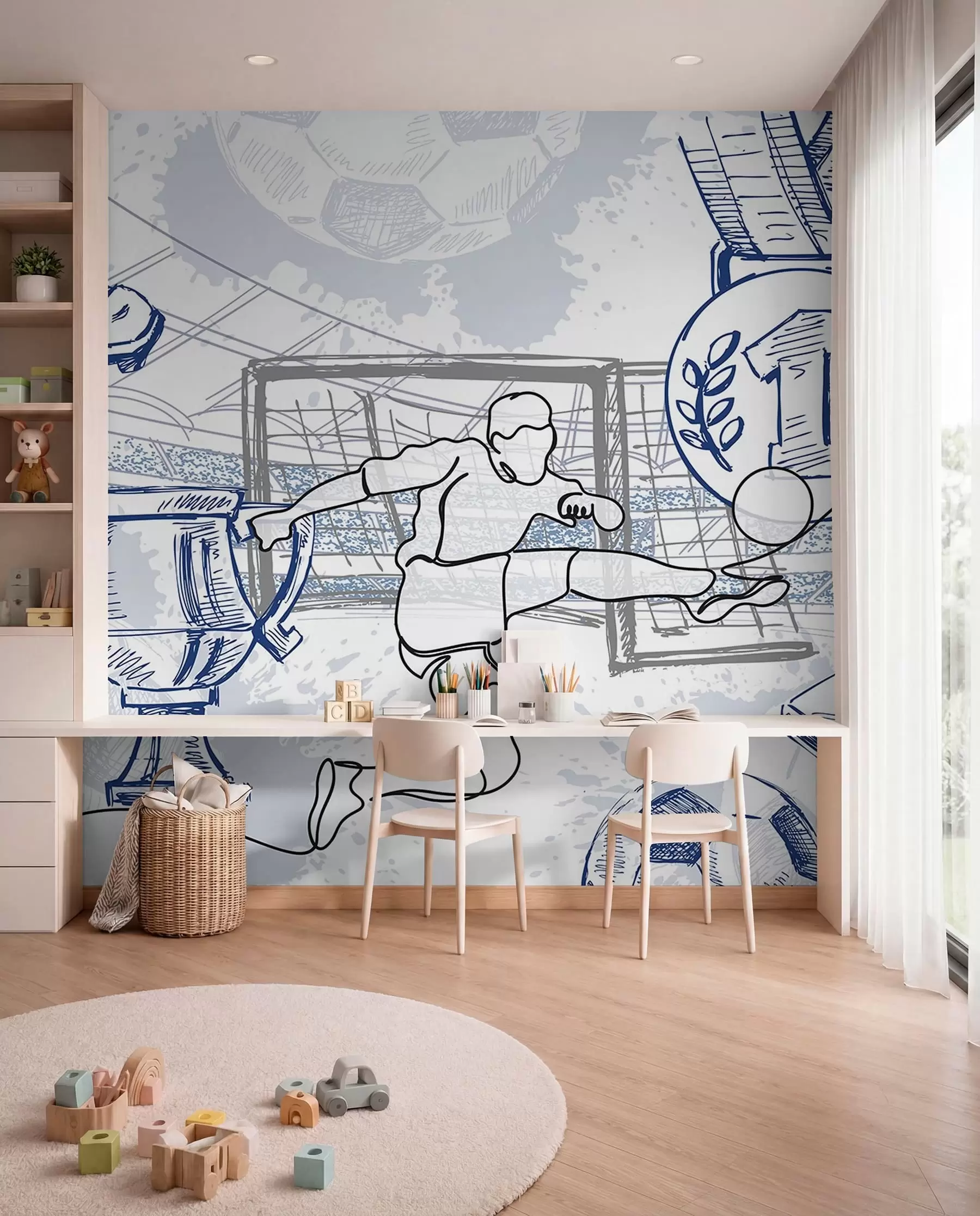 Murale Croquis de trophées de foot w04108