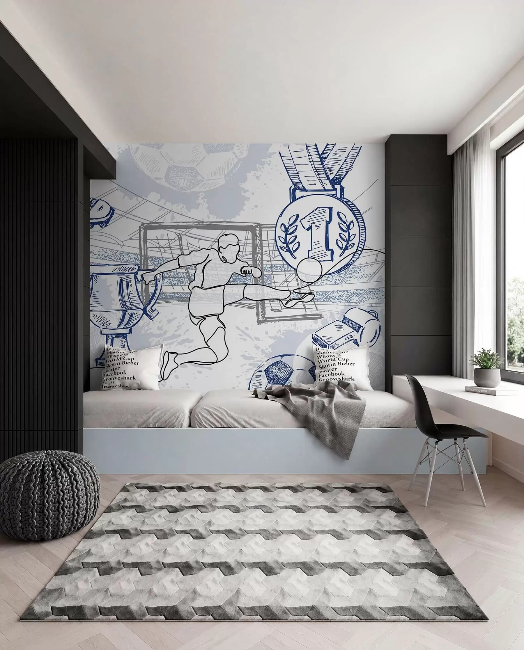 Murale Croquis de trophées de foot w04108