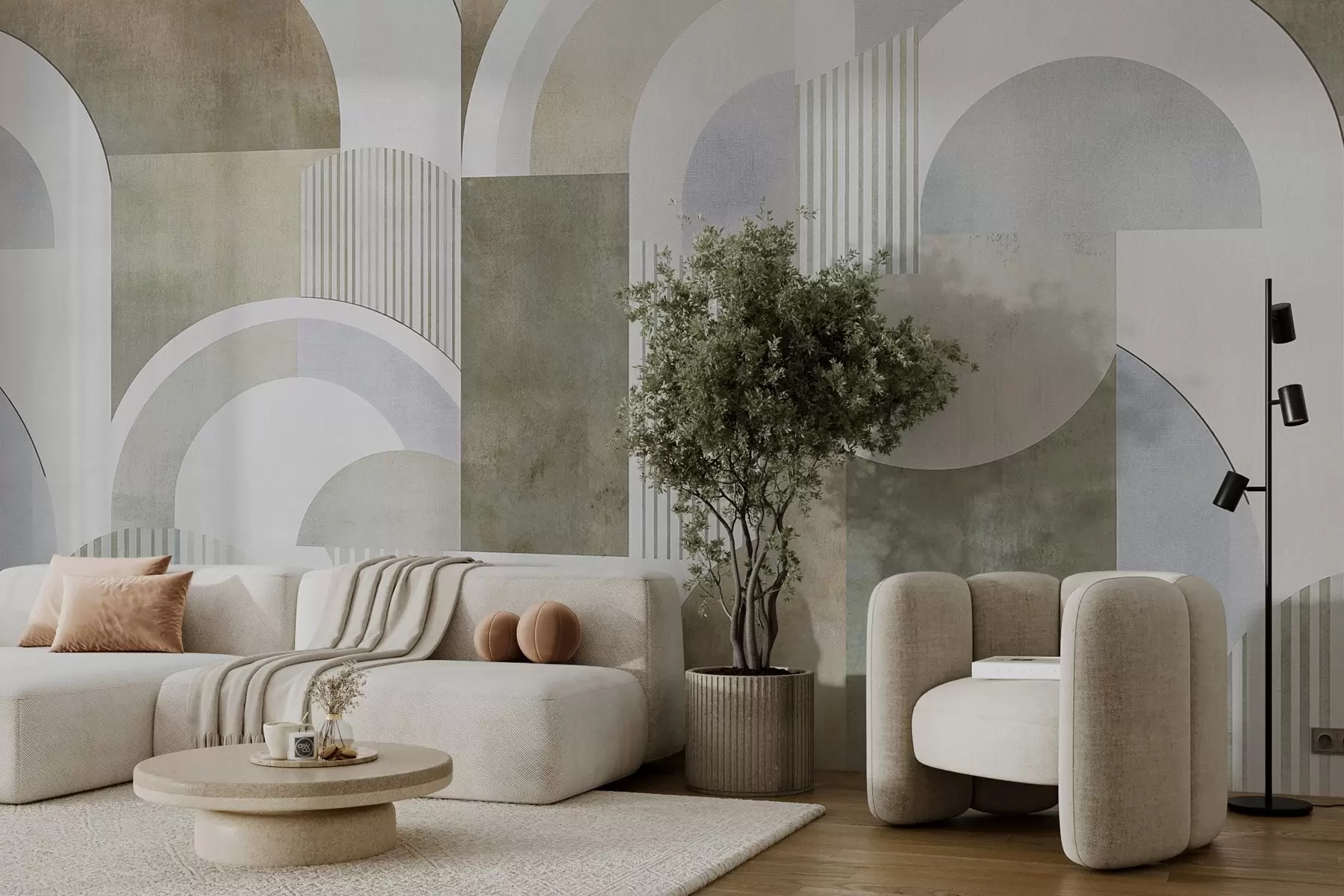 Fototapete Abstrakte Geometrie im Art-déco-Stil mit Retro-Effekt w04079