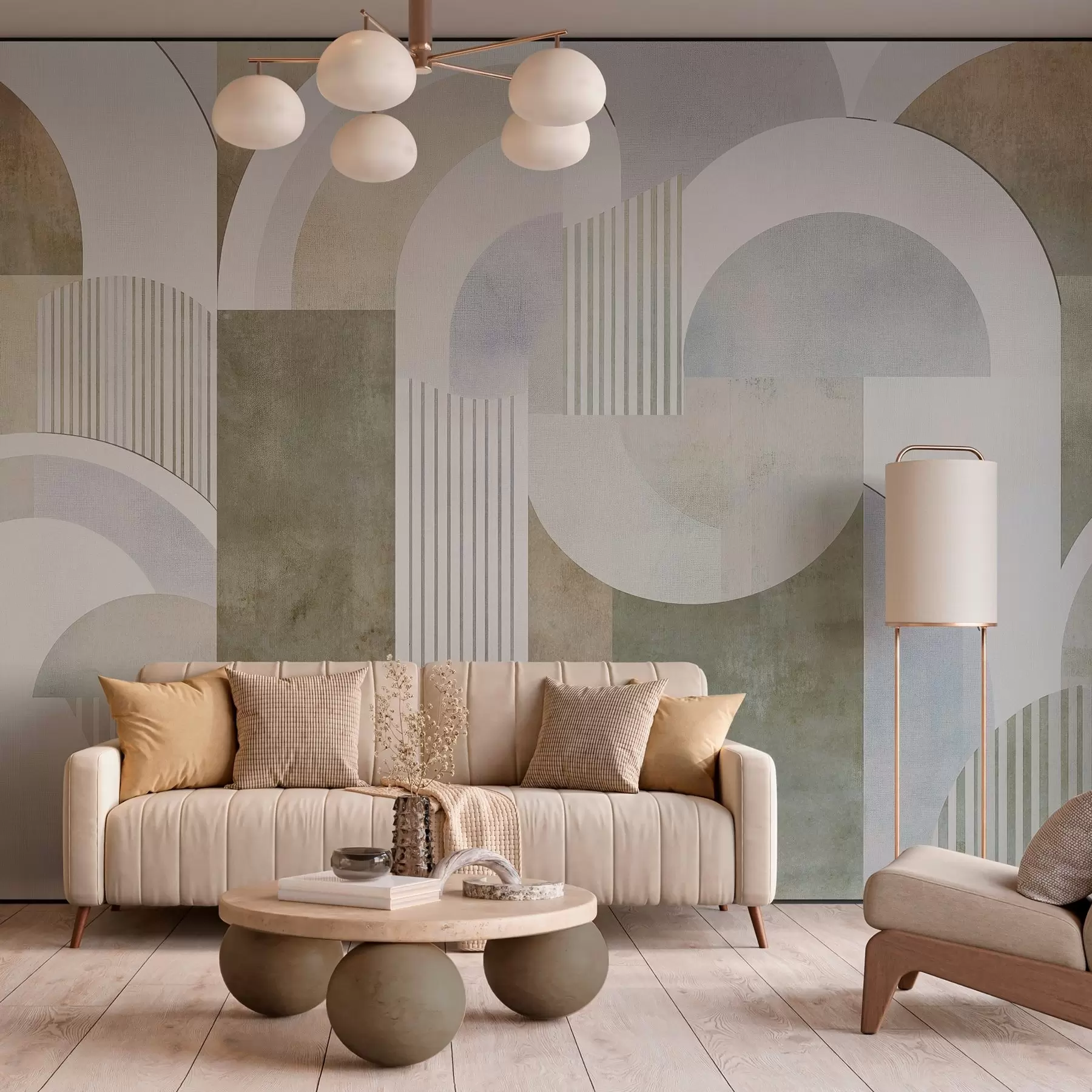 fototapeter Abstrakt geometri i art deco-stil med retro-effekt w04079