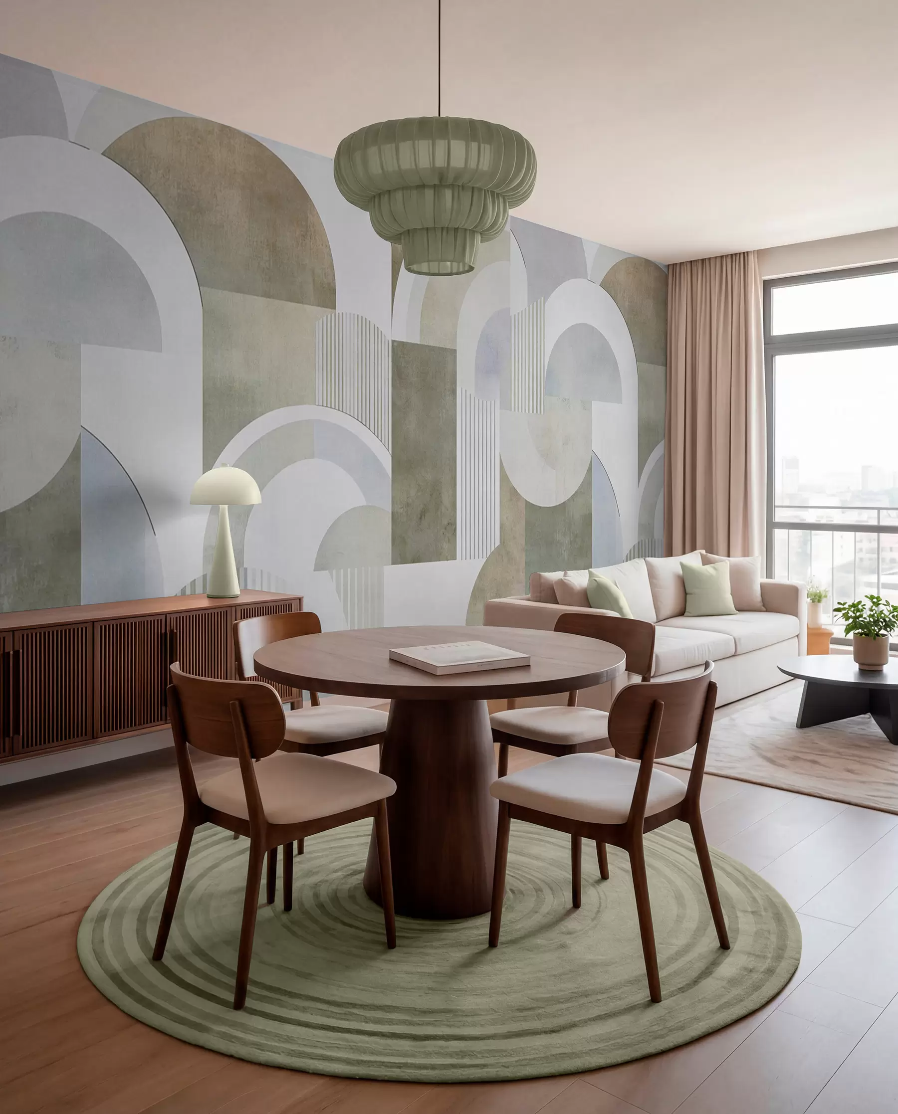 fototapeter Abstrakt geometri i art deco-stil med retro-effekt w04079