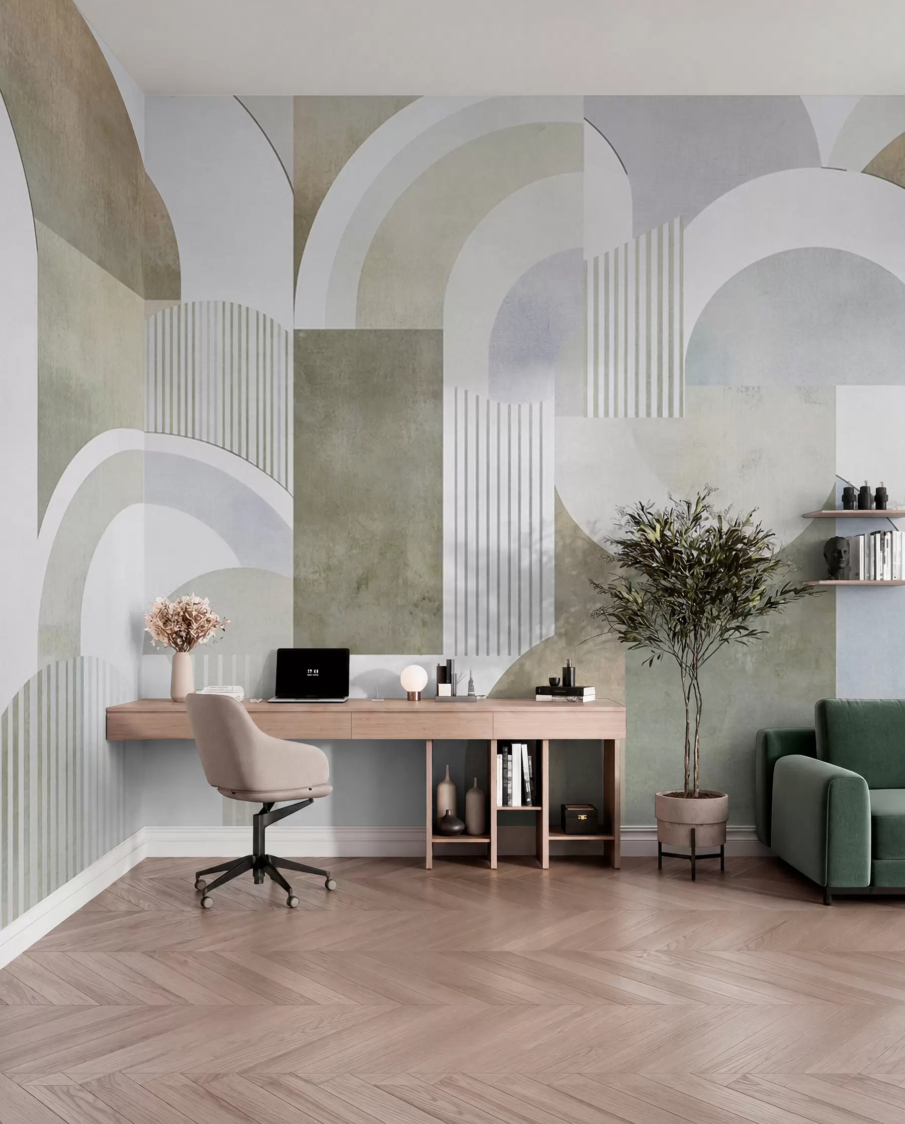 fototapeter Abstrakt geometri i art deco-stil med retro-effekt w04079