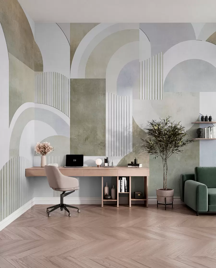 fototapeter Abstrakt geometri i art deco-stil med retro-effekt w04079