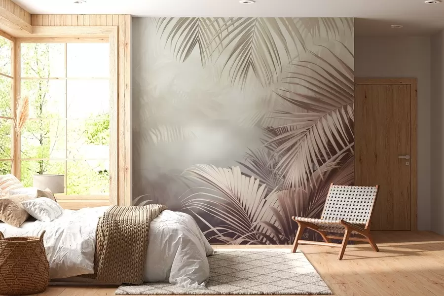 Fototapete tropischer Dschungel mit neutralem Farbton w04142v1