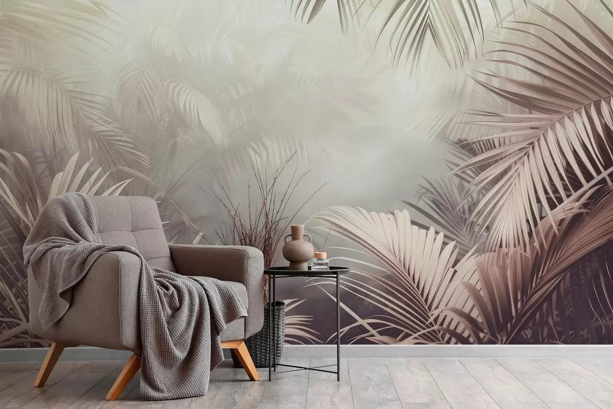 fototapeter tropisk jungle med en neutral nuance w04142v1