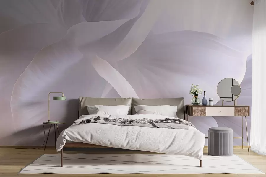 Fototapete Abstrakte strukturierte Blume mit zarten Blütenblättern, weiche Beleuchtung, elegante Komposition, minimalistische Ästhetik w09211