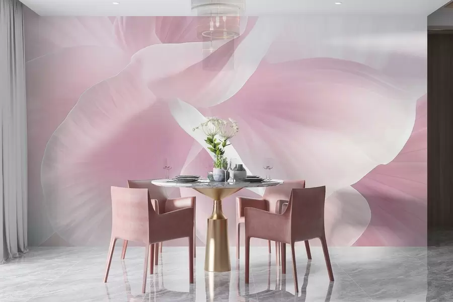 fototapeter Abstrakt struktureret blomst med delikate kronblade, blød belysning, elegant komposition, minimalistisk æstetik w09211v1