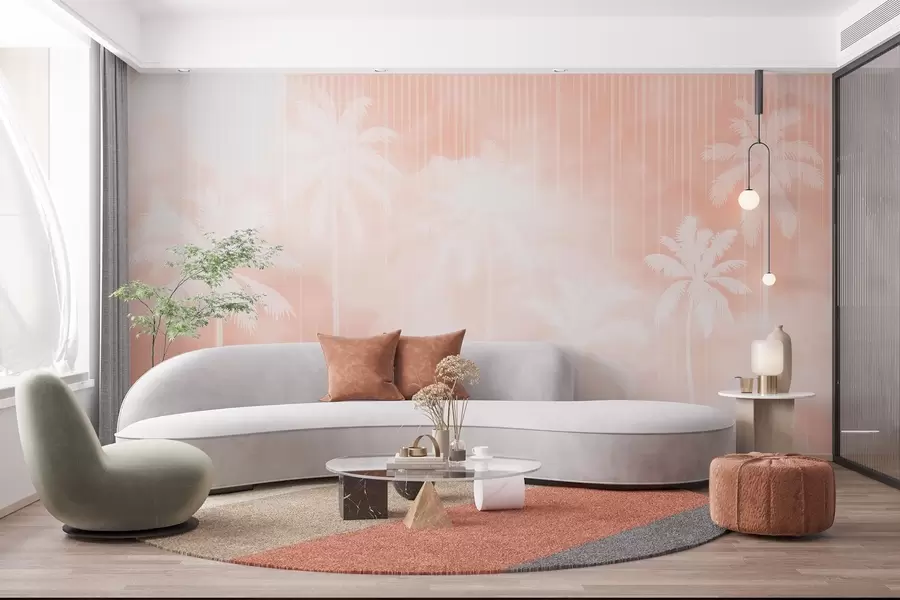 Fototapete Nebel mit Palmen w04180