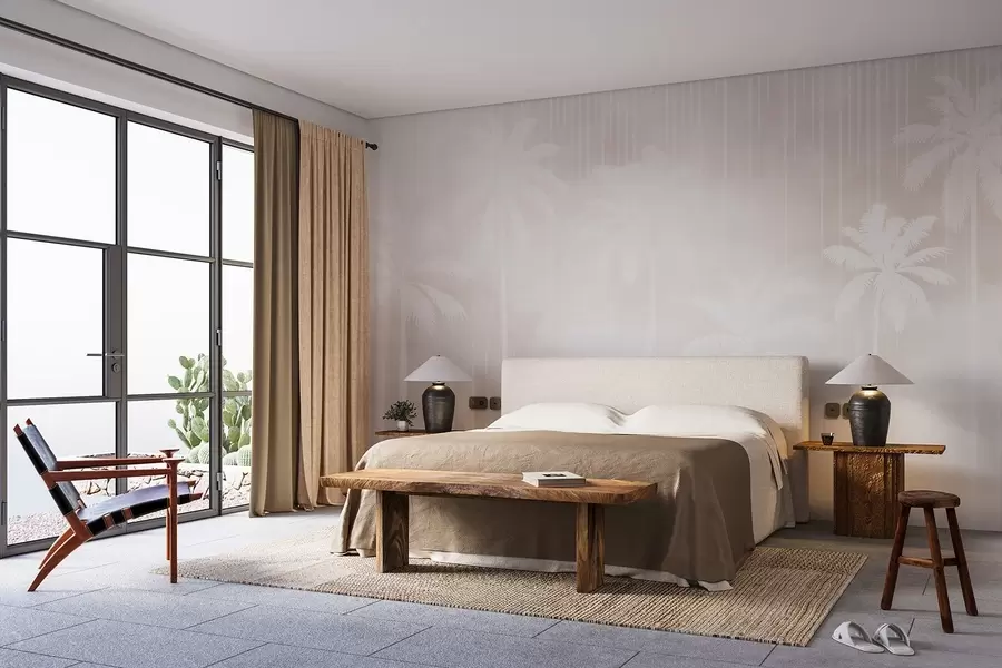 fototapeter Tåge med palmer w04180v2