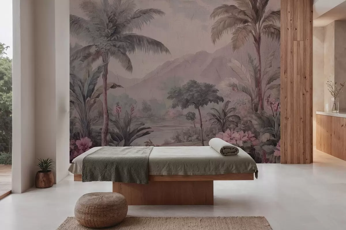fototapeter tropisk jungle i retrostil w04139