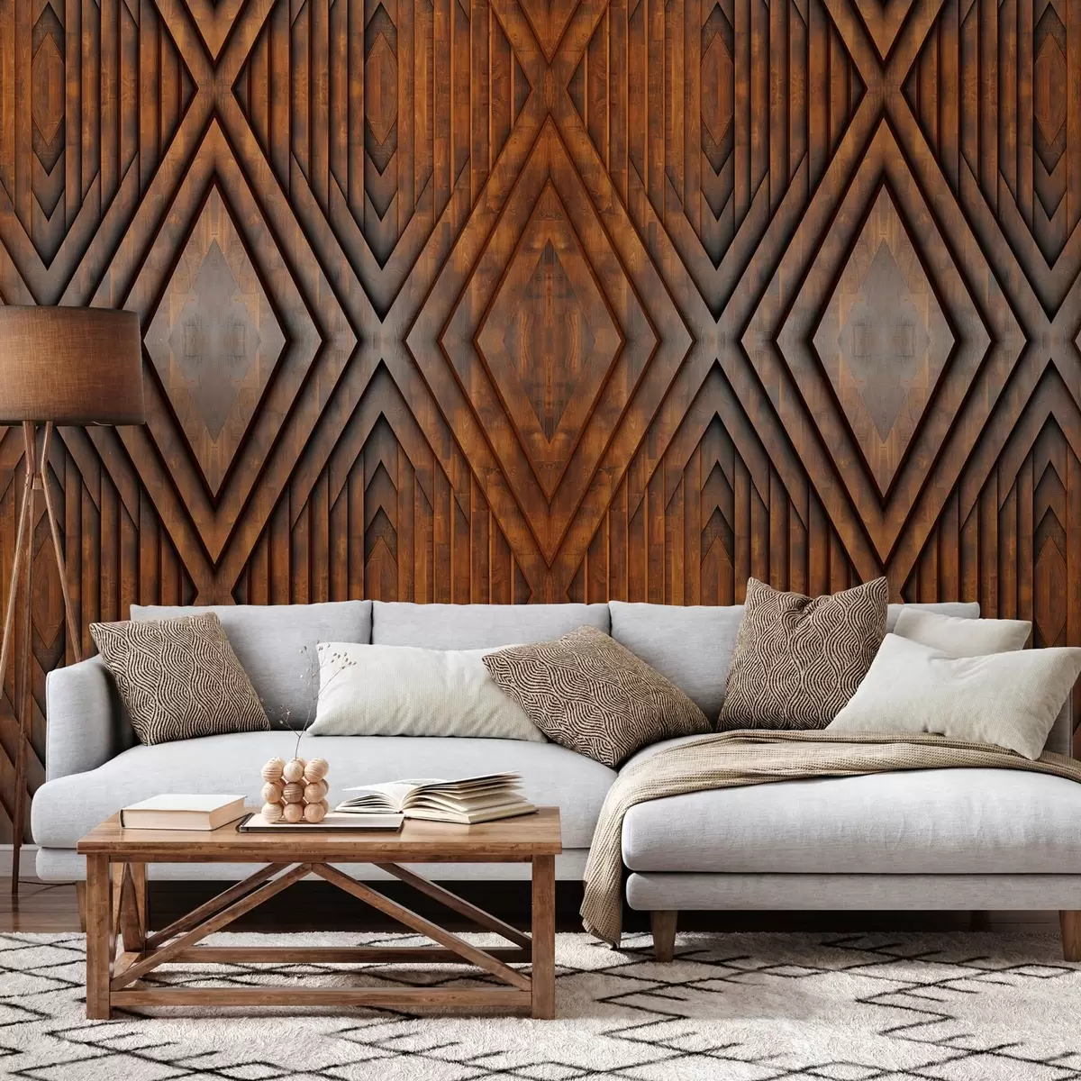 Murale imitation de panneaux de bois w04168v1