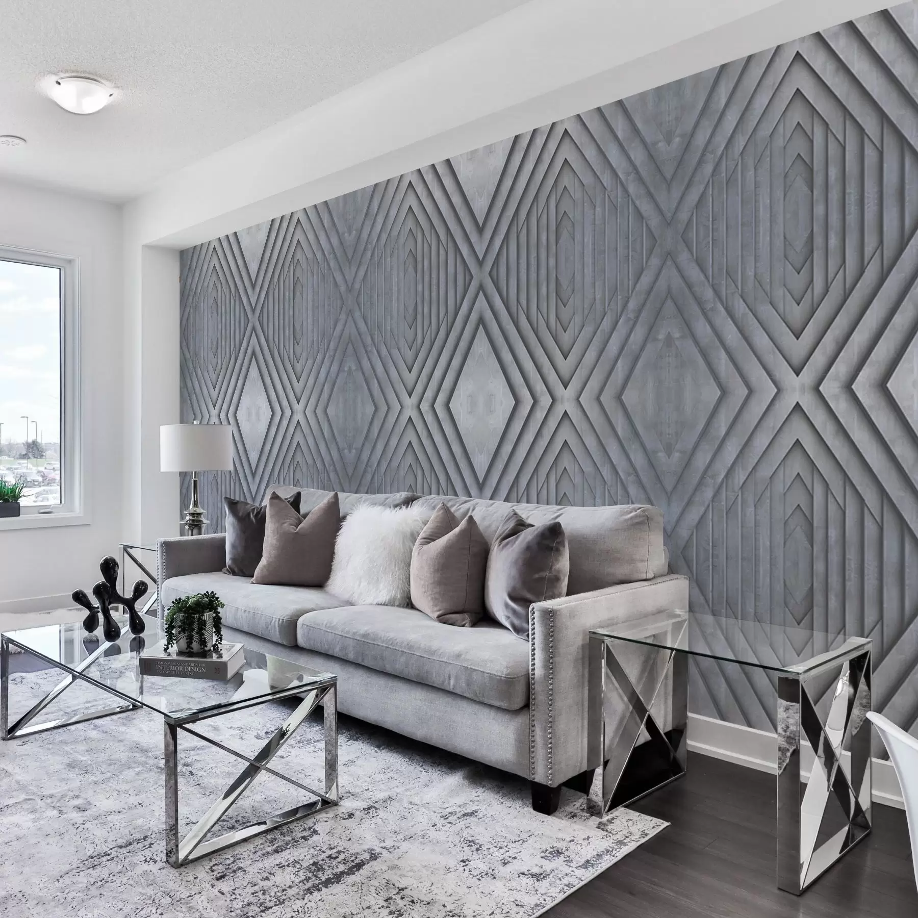 Fototapete nachahmung von Holzpaneelen in kalten Grautönen w04168v2