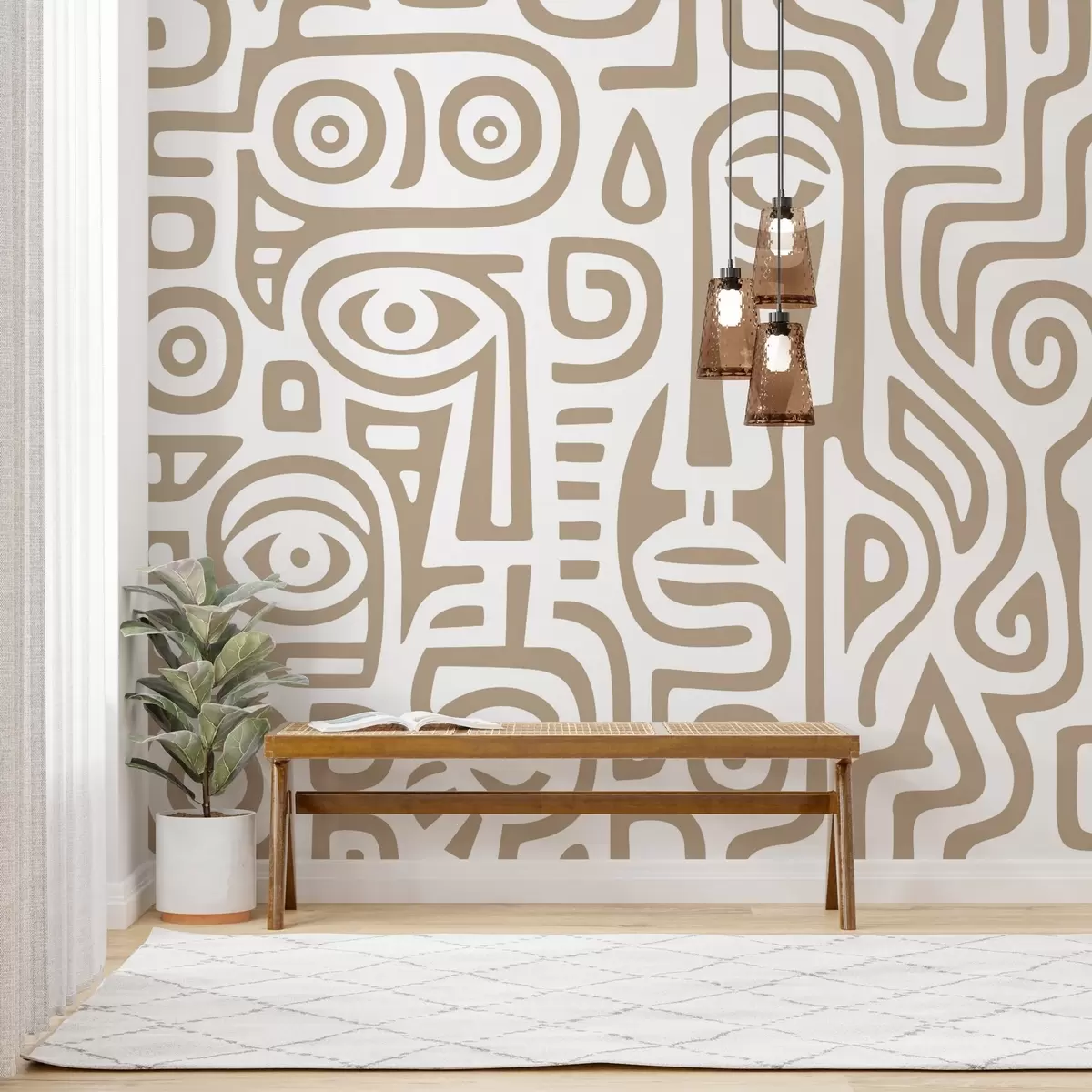 fototapeter Stiliserede ansigtsdetaljer w04186v2