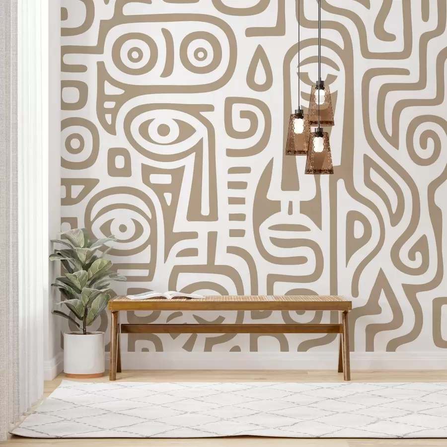 fototapeter Stiliserede ansigtsdetaljer w04186v2