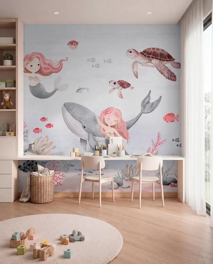 Murale Sirènes de la mer rose w04166v1