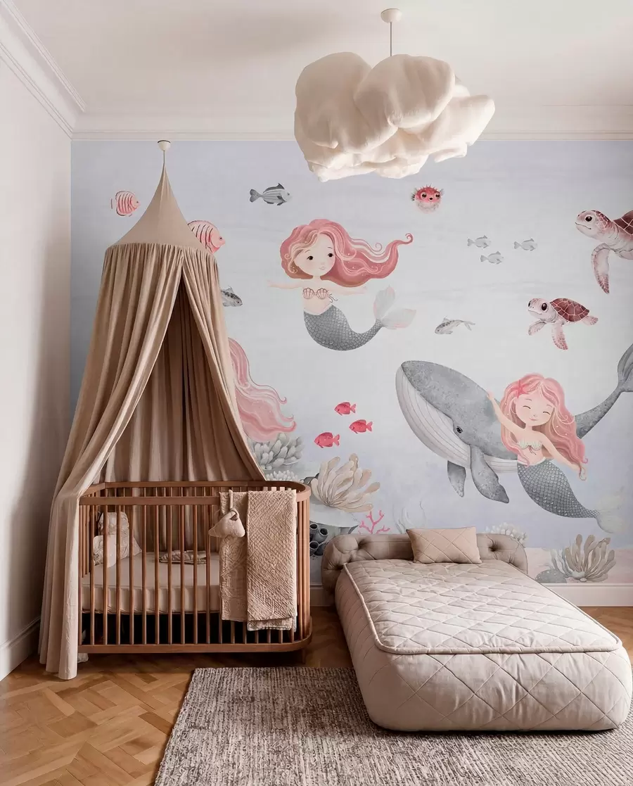 Murale Sirènes de la mer rose w04166v1