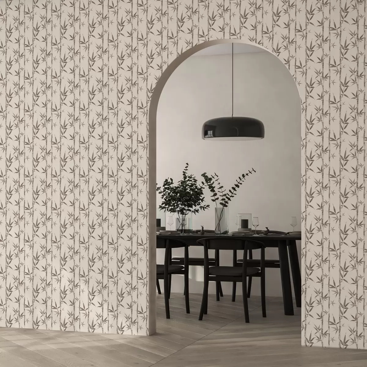 Baggrund Beige bambusmønster med blade i japansk stil a00236