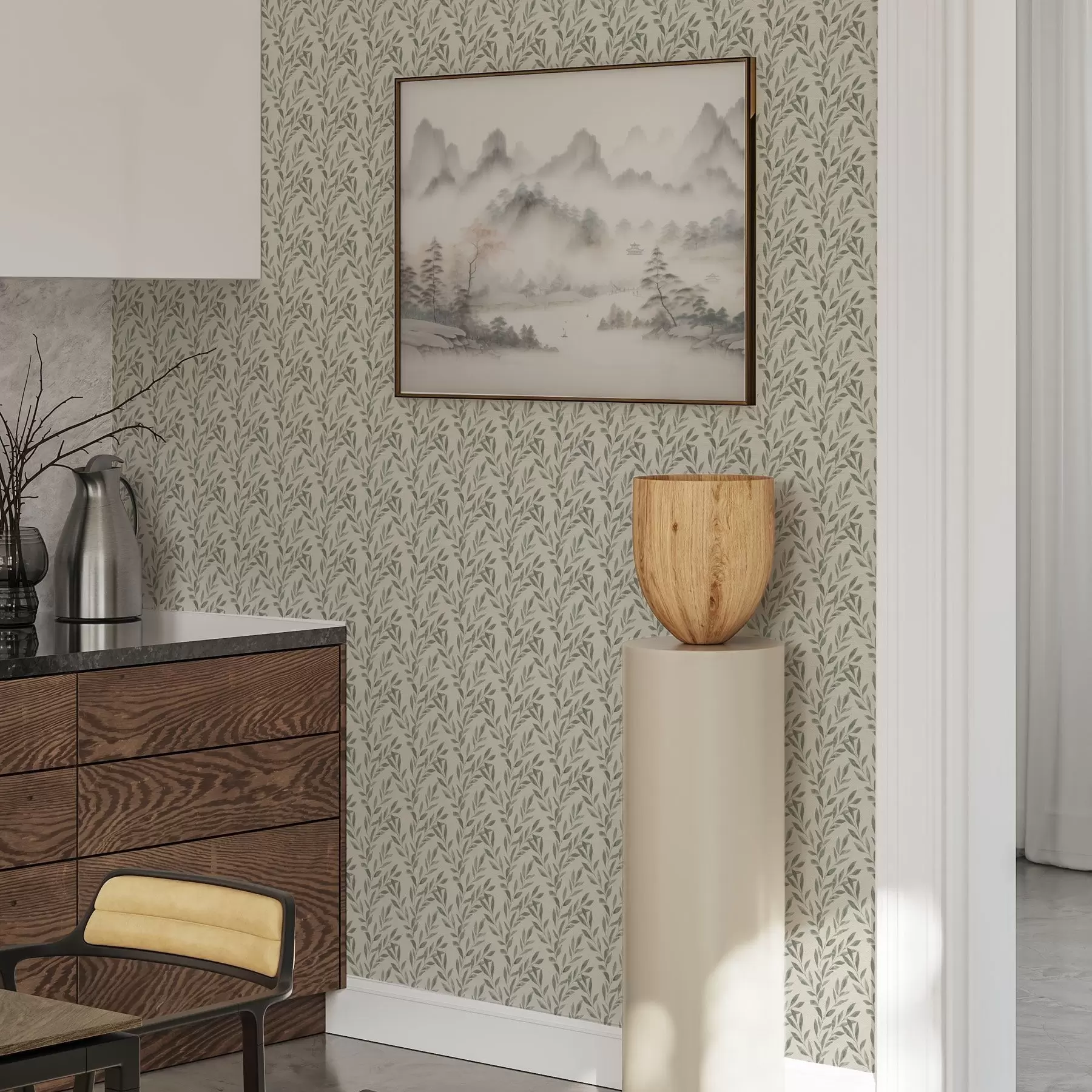 fototapeter Pæne olivengrene på en lys baggrund a00243