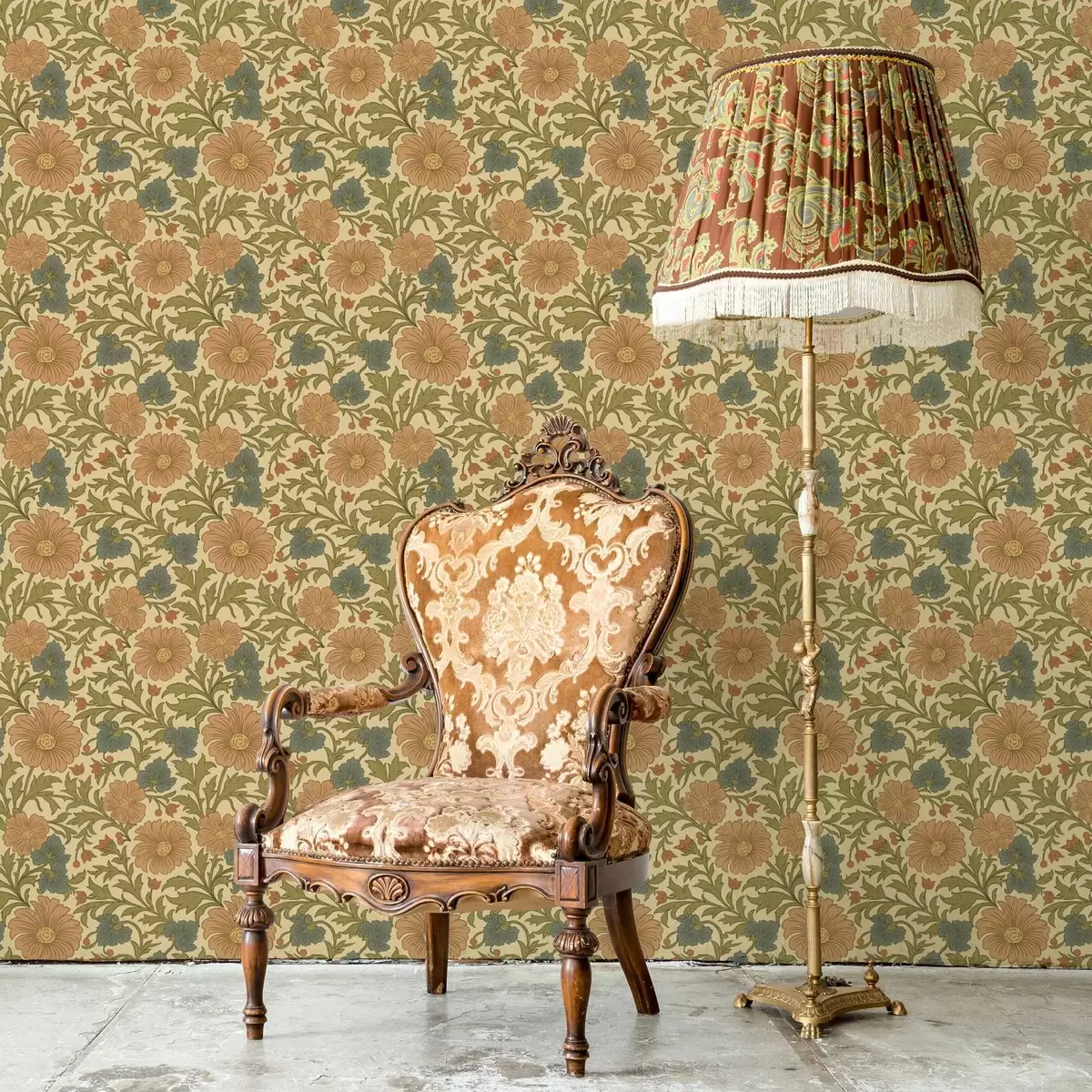 Baggrund Retro-mønster med orange og blå blomster a00245