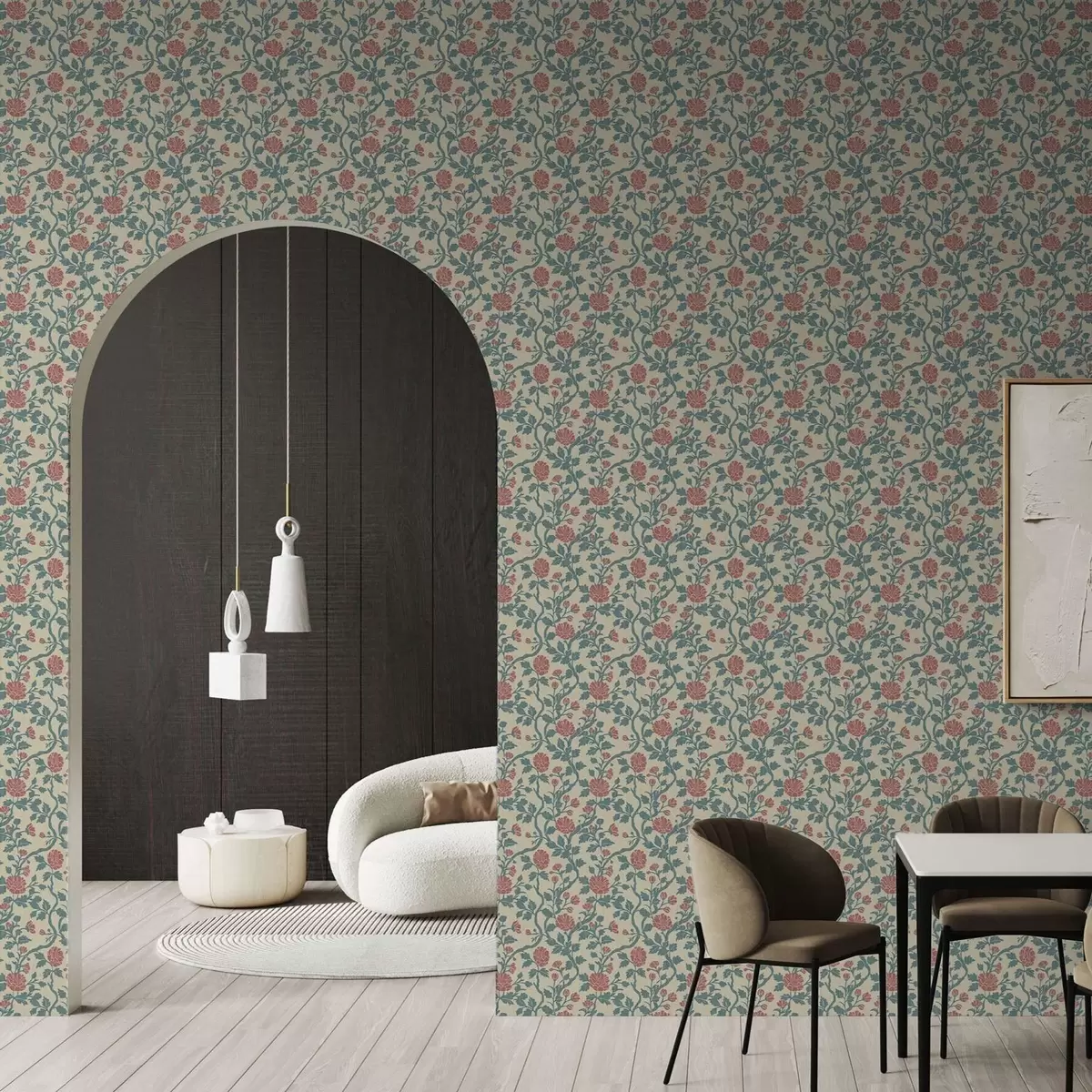 Baggrund Retro-mønster med blomster i rød og grøn a00250