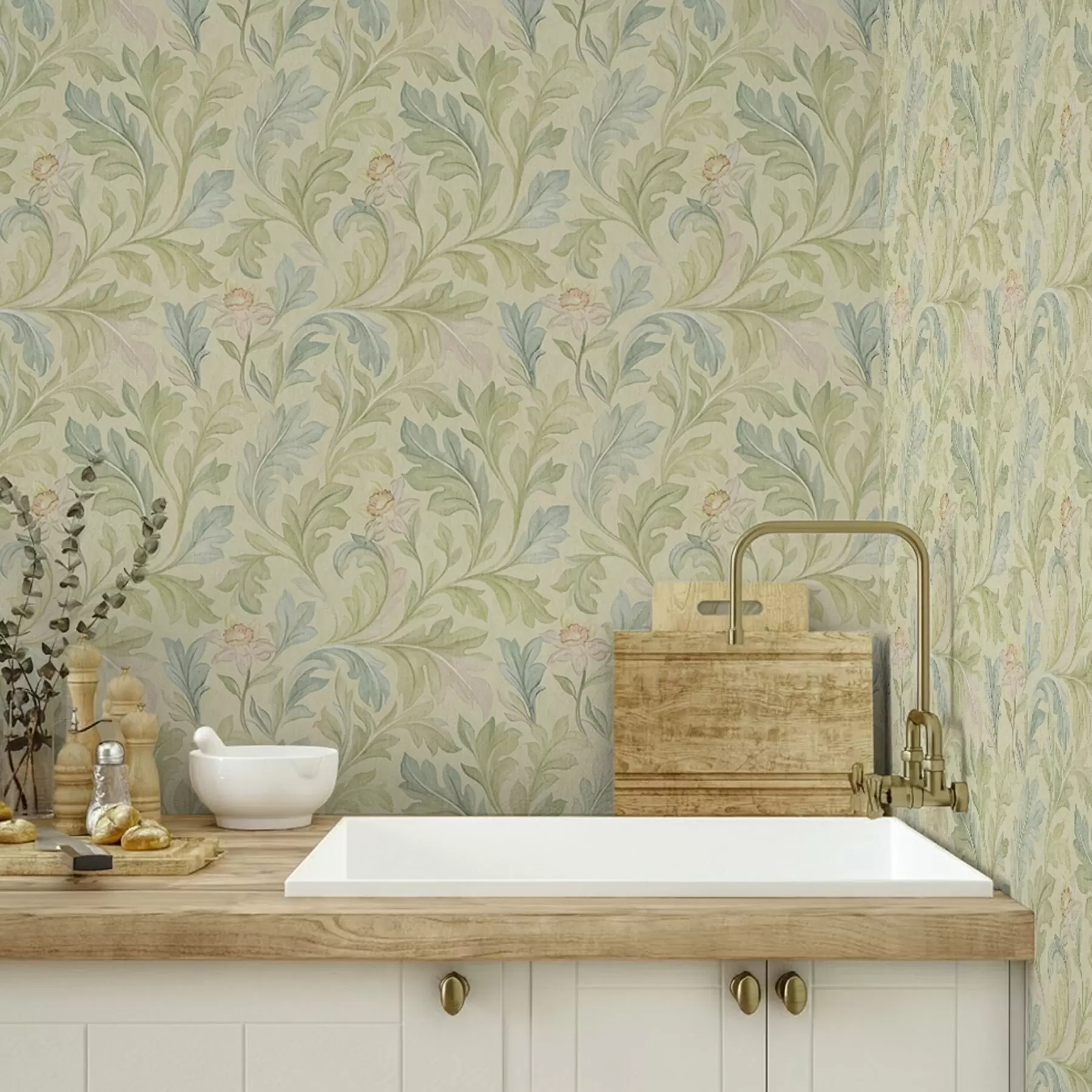 fototapeter Vintage blade på gullig baggrund, bløde farver a00277v1