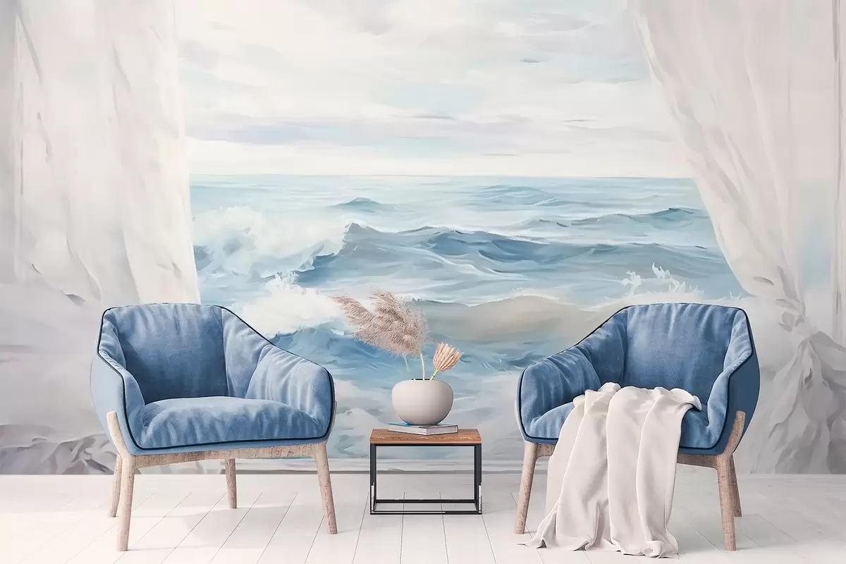 fototapeter Udsigt fra vinduet til havet w04230