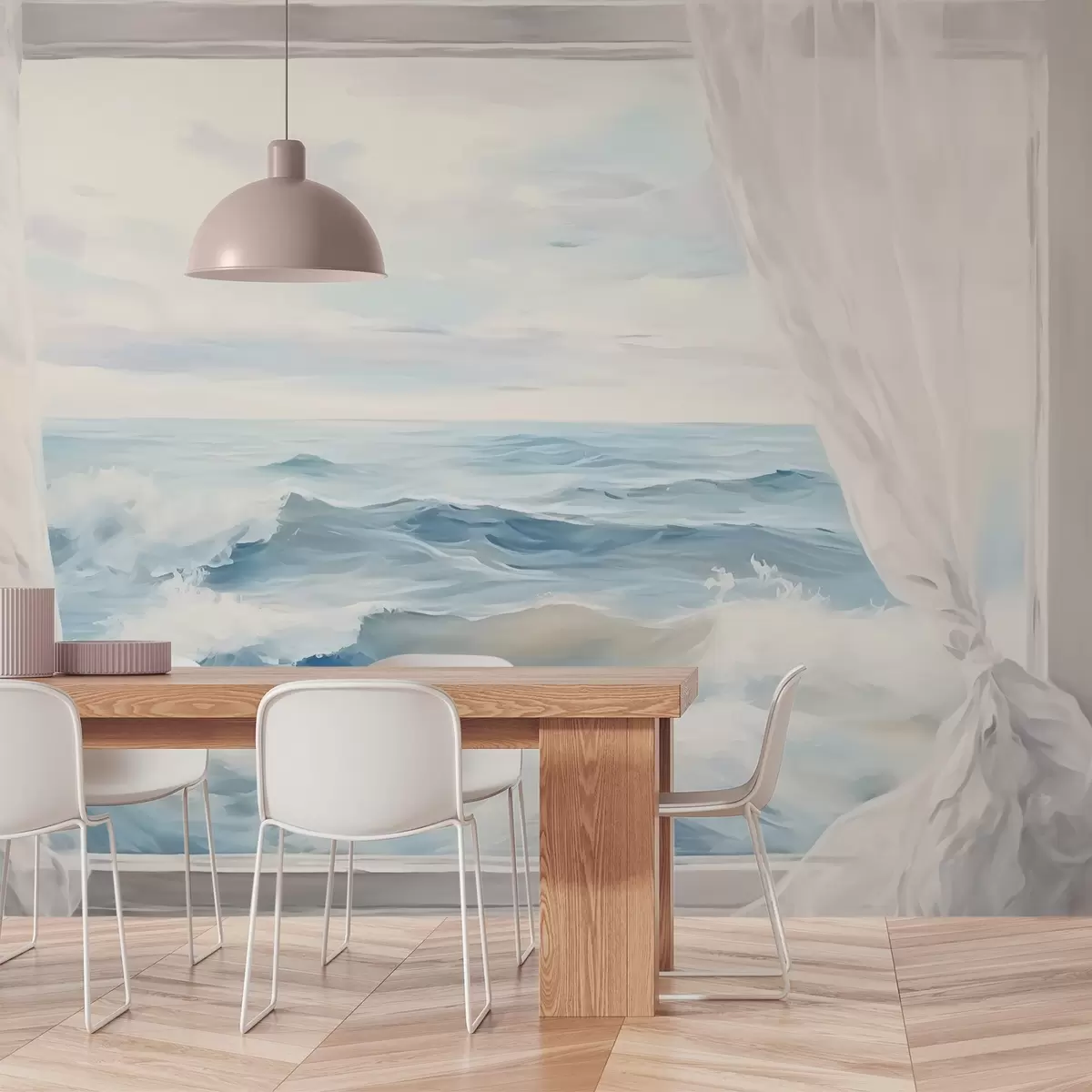 fototapeter Udsigt fra vinduet til havet w04230