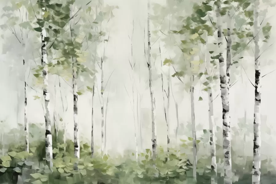 fototapeter Maleri med efterligning af løvskov w04234