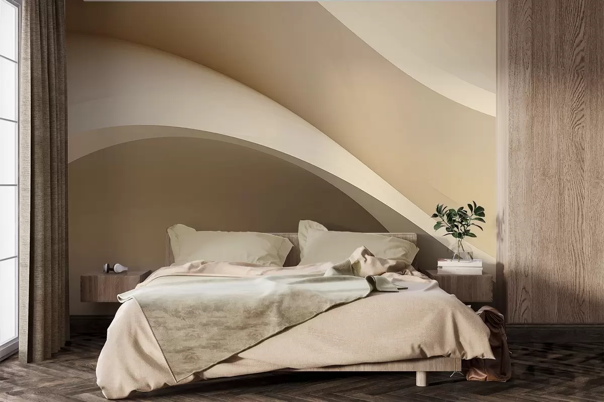 fototapeter abstraktion, bølger, bløde kurver, beige, glat, linjer, moderne w04217