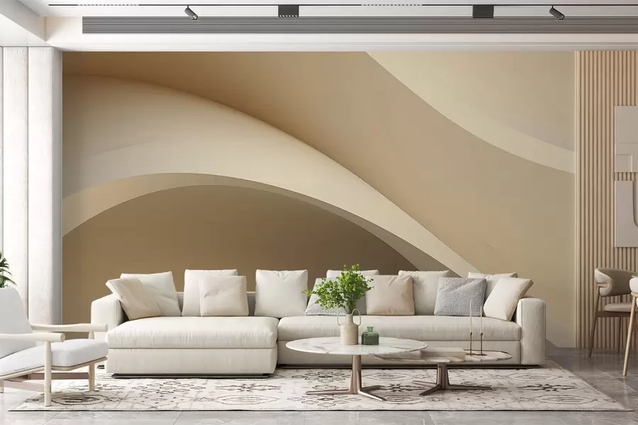 Fototapete abstraktion, Wellen, weiche Kurven, beige, glatt, Linien, modern w04217