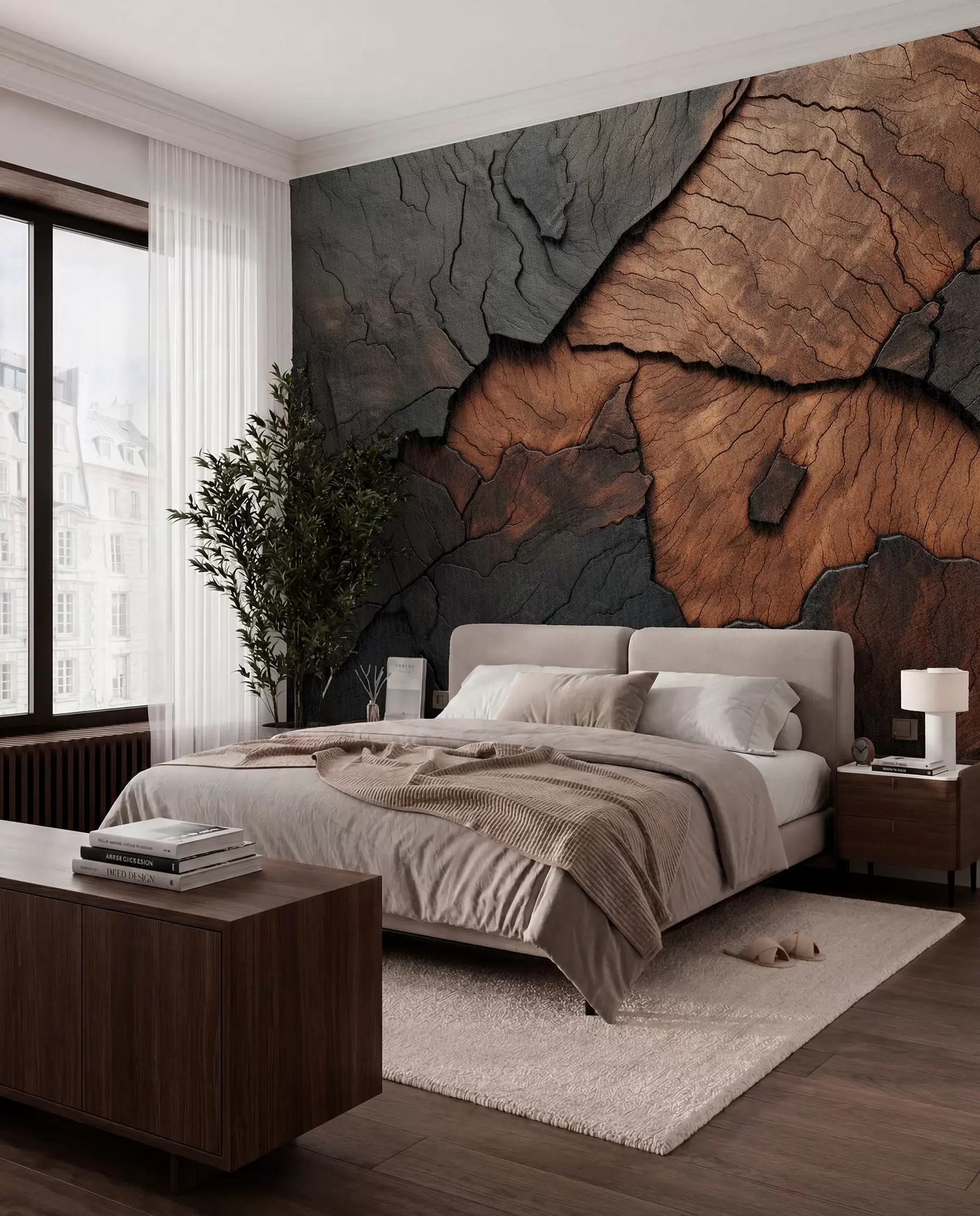 fototapeter træ, tekstur, revner, mørke, bark, overflade w04237