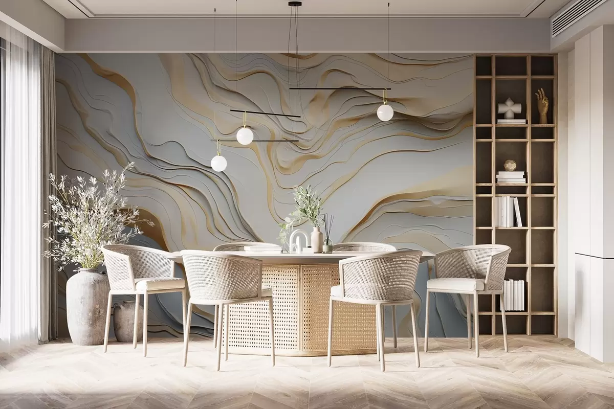 fototapeter lag, bølger, abstraktion, beige, grå, glathed, moderne w04255