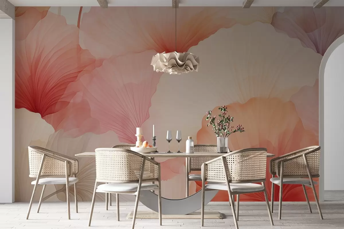 fototapeter blomster, kronblade, pink, pastel, ømhed, lethed w04256