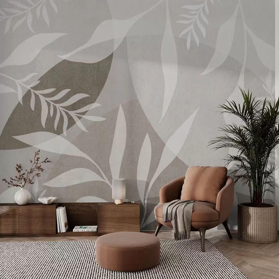 fototapeter Silhuetter af kviste mod en baggrund af abstrakte cirkler w04270v1