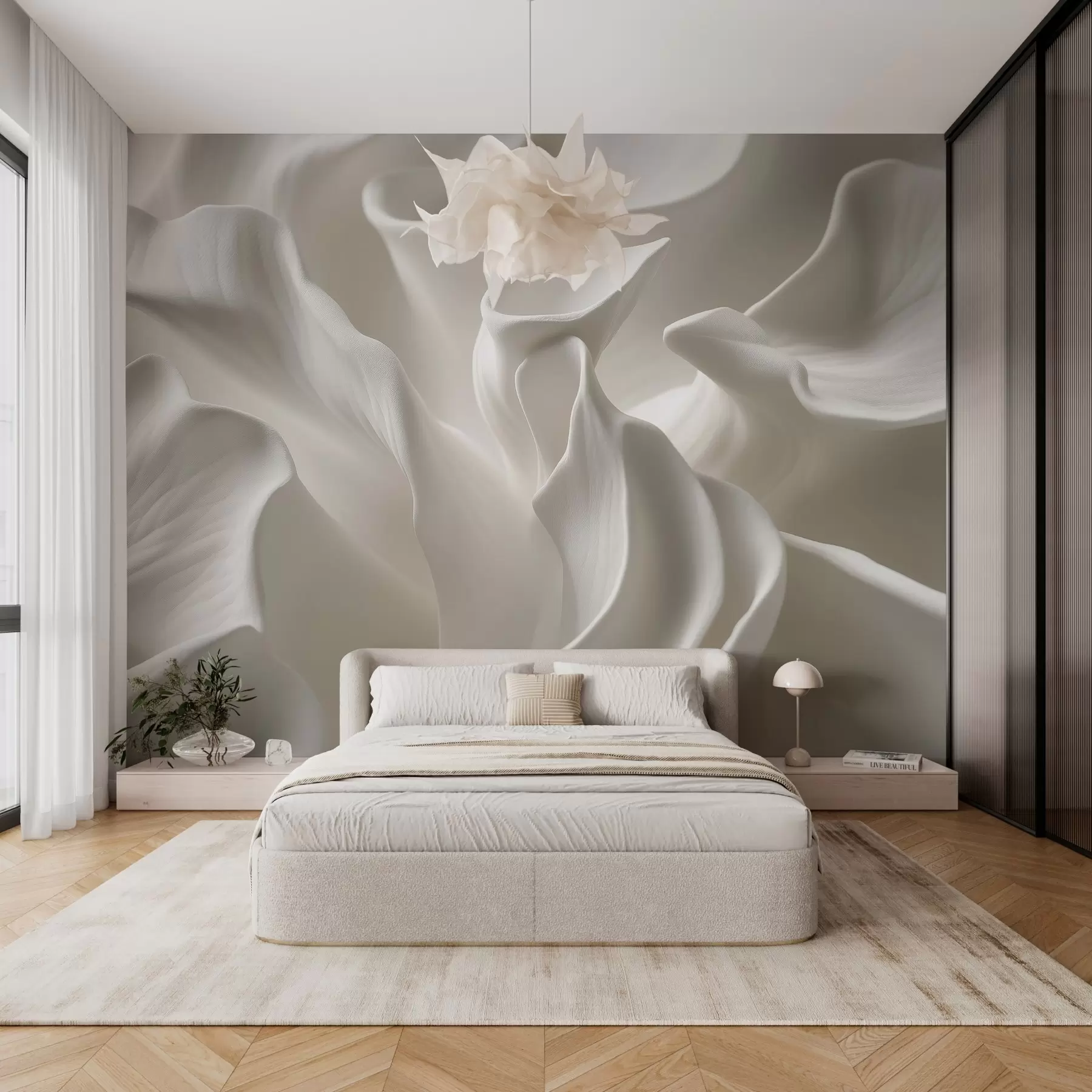 Murale pétales ondulés avec imitation de volume w04212