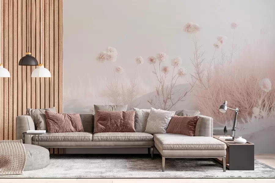 Fototapete zarte Trockenblumen im Sand w04213