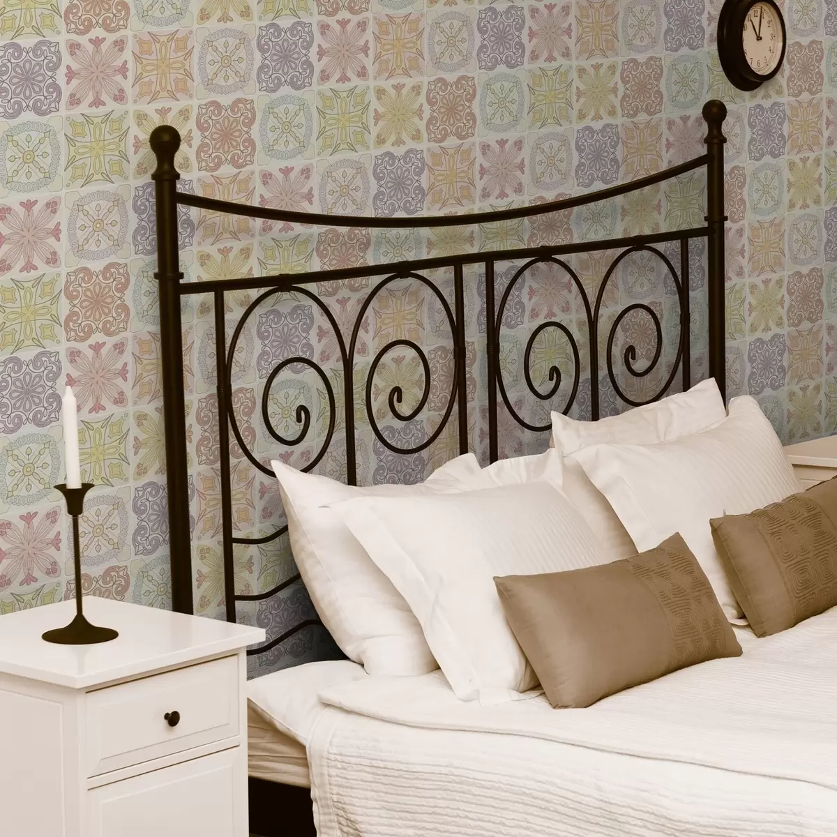 Baggrund Ornamenter af farvede geometriske fliser a00284