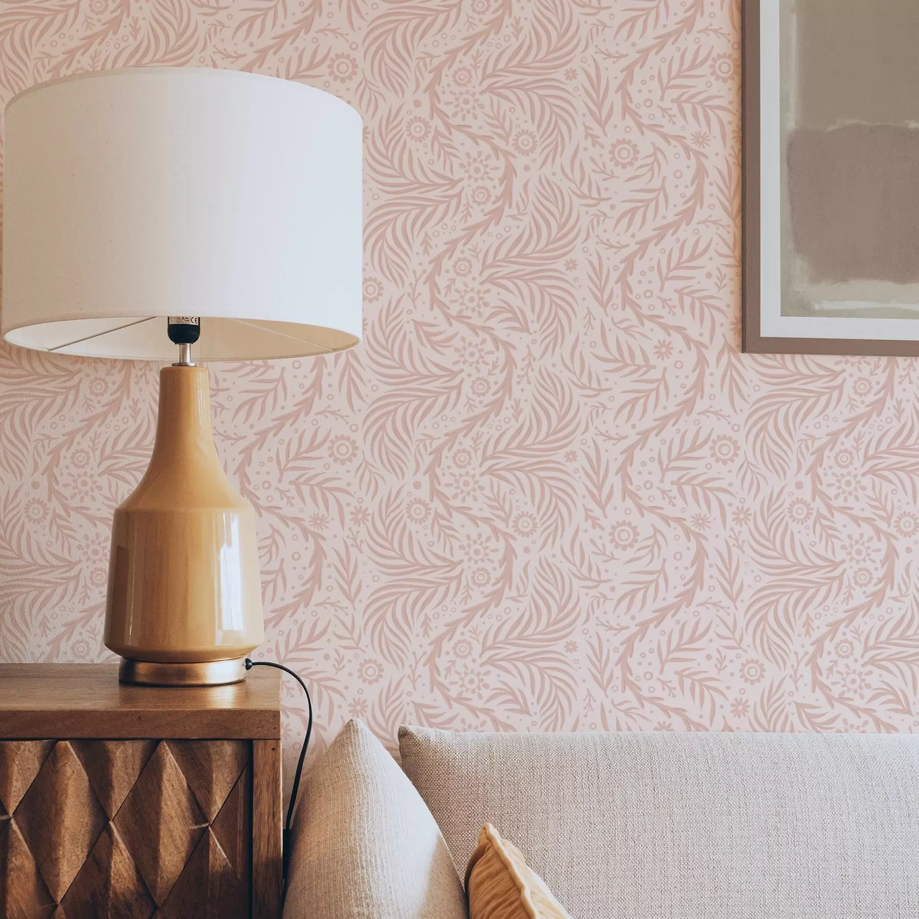 fototapeter Lyserøde blomsterelementer på en lyserød baggrund a00290