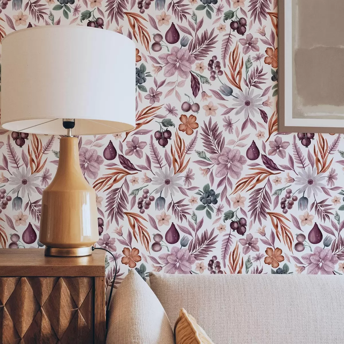 Baggrund Lyse bær, blomster og blade i akvarel-stil a00298