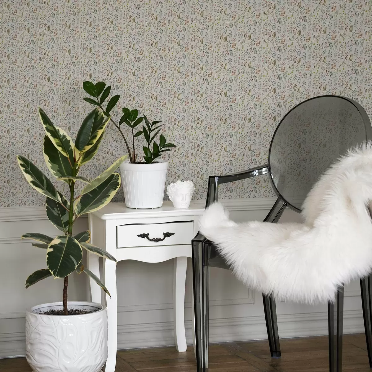 Baggrund Farvede planter på en hvid, ternet baggrund a00413
