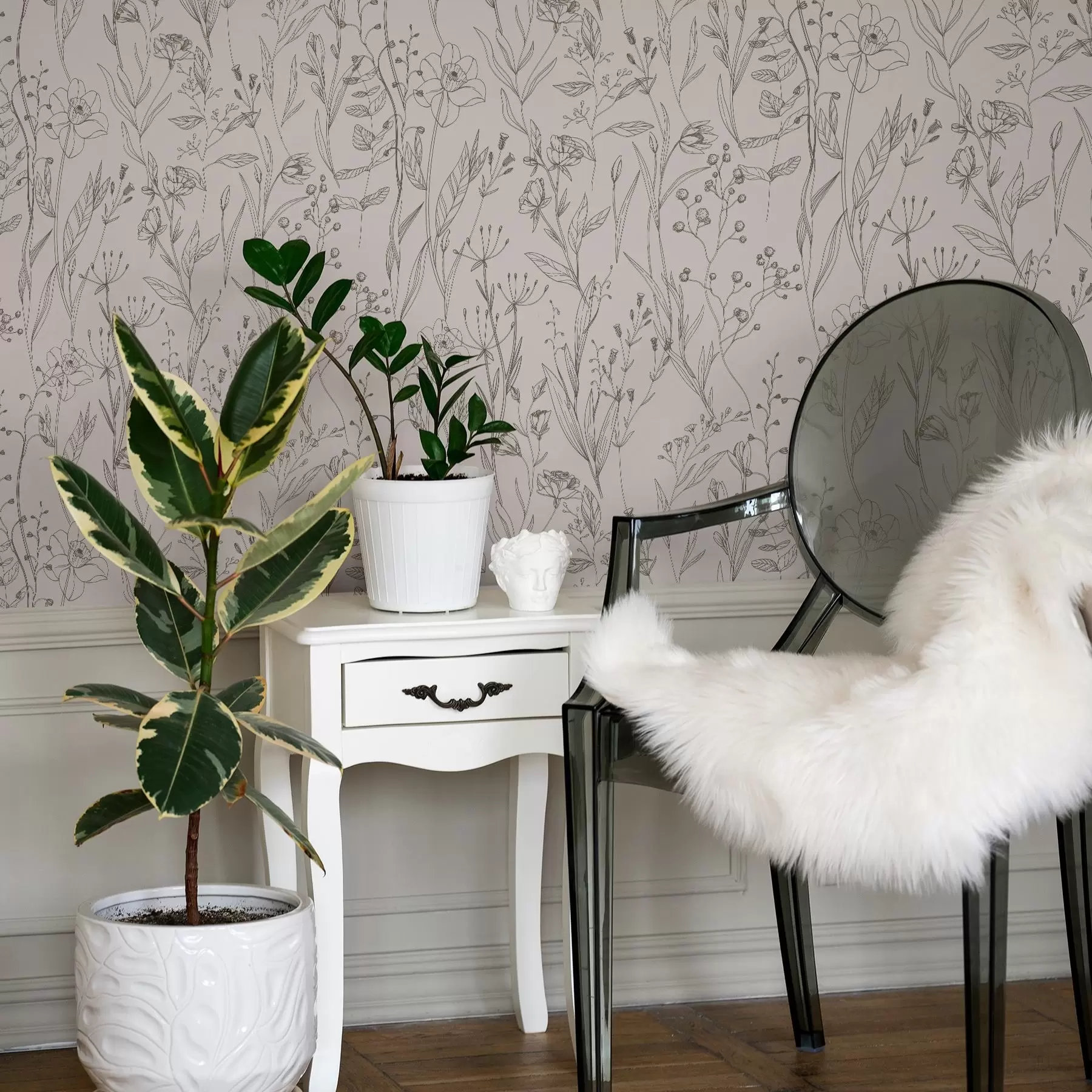 fototapeter Minimalistiske vilde blomster