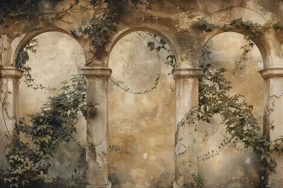 fototapeter farvede retrobuer med vedbend w04304