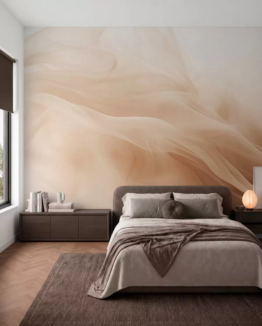 fototapeter Beige røgfarvede bølger i abstrakt stil w09273