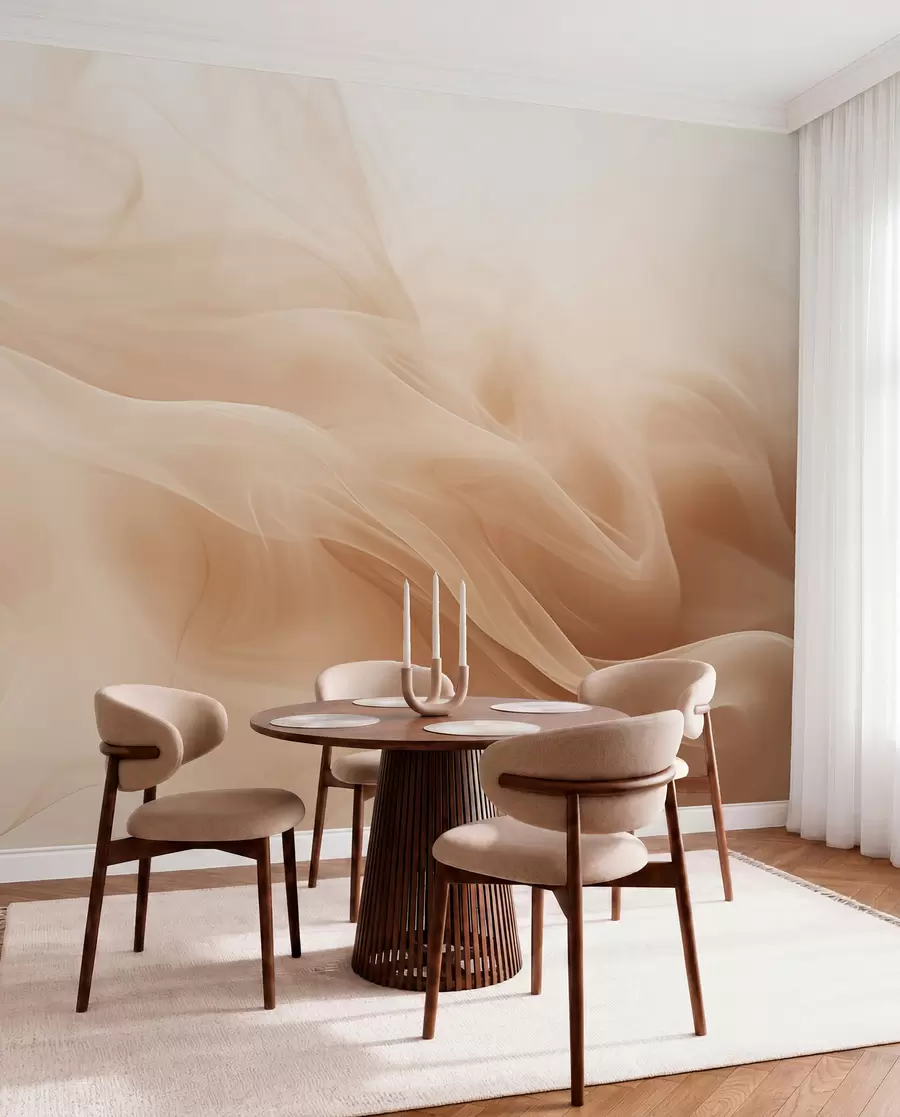 fototapeter Beige røgfarvede bølger i abstrakt stil w09273