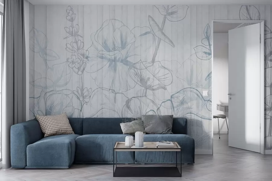 Fototapete Pflanzensilhouetten auf einem Betonhintergrund w04327v1