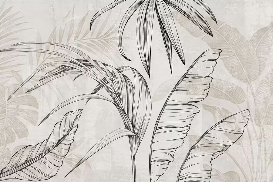 Murale Feuilles sur fond avec imitation de flou et de texture w04362