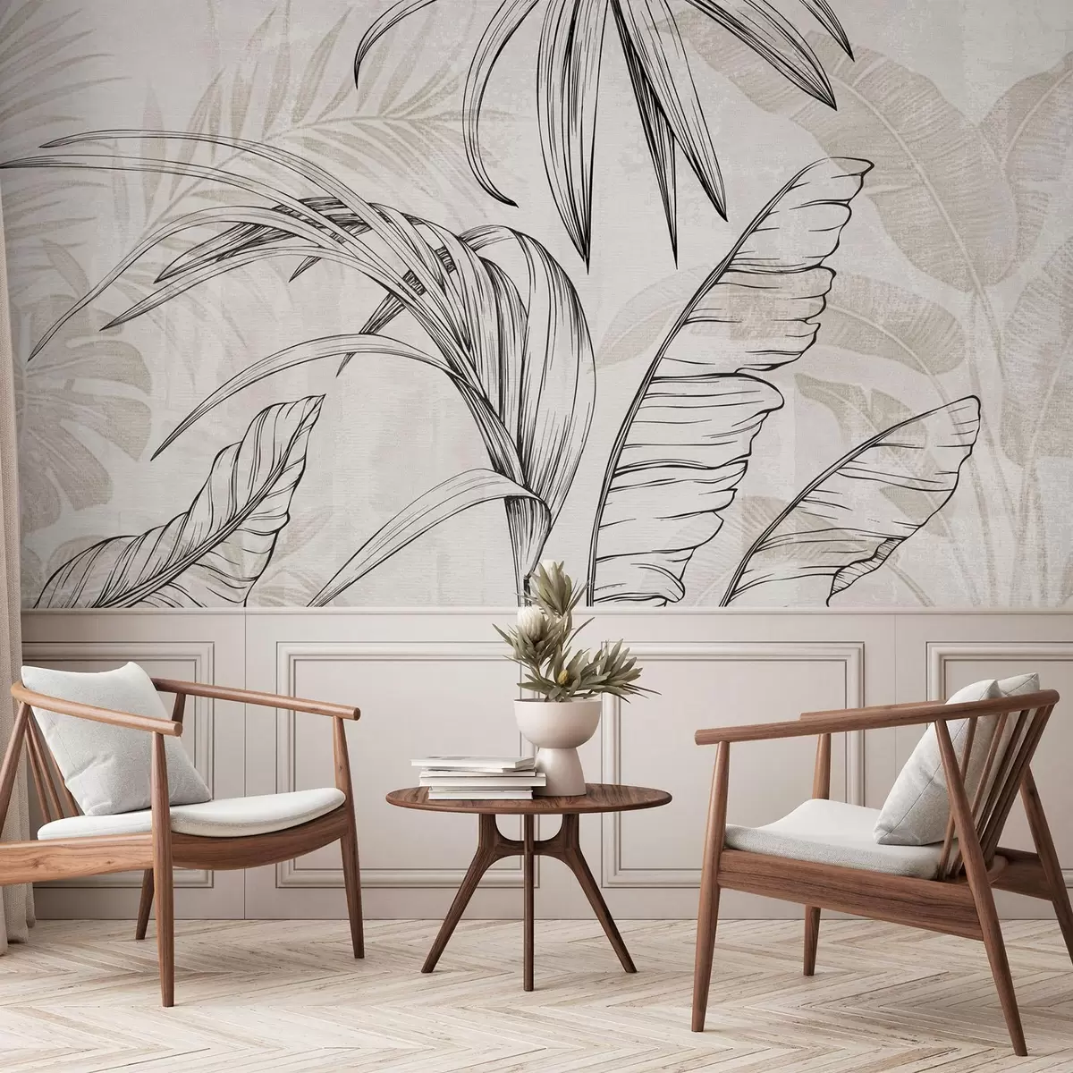 Fototapete Blätter auf Hintergrund mit Nachahmung Unschärfe und Textur w04362